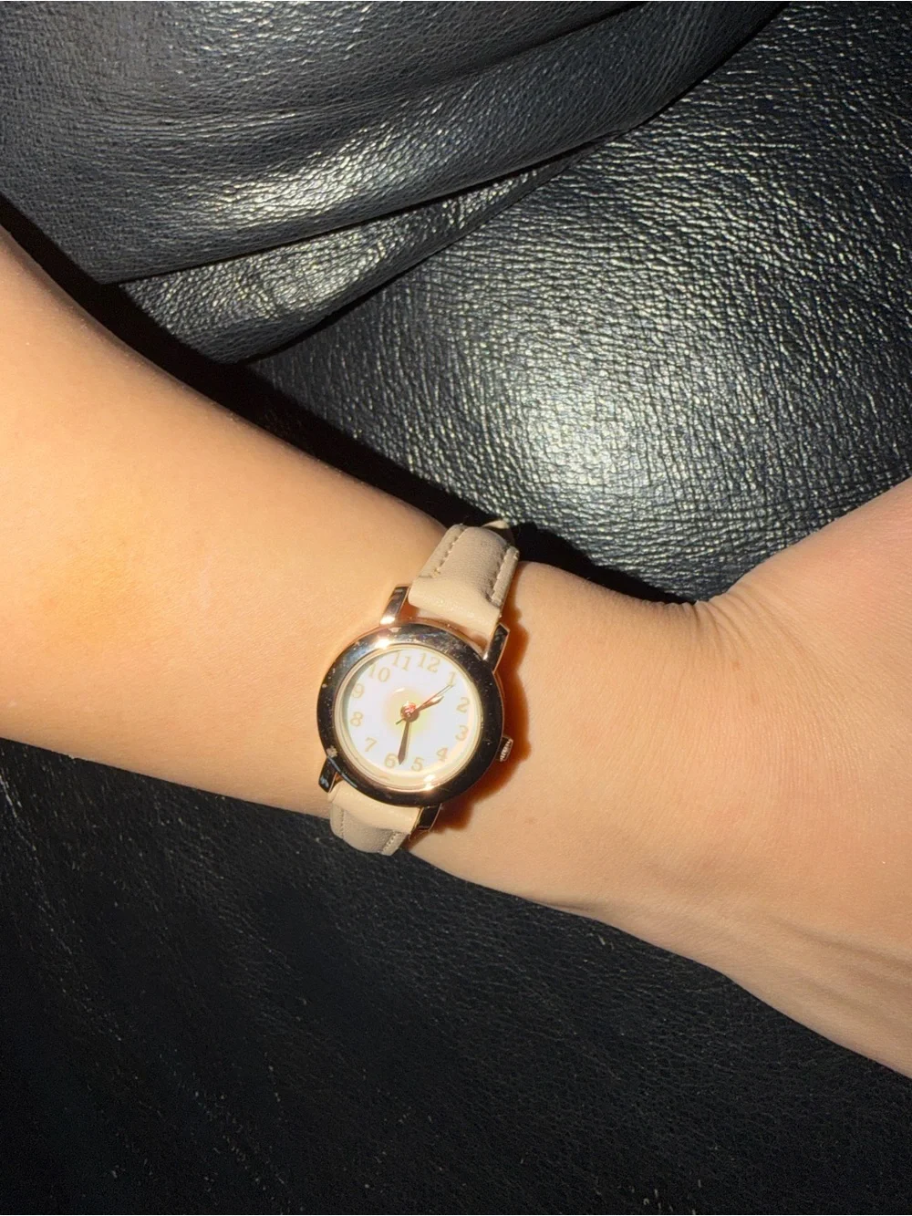 Classic Beige Leather Women's Watch with Rose Gold Case